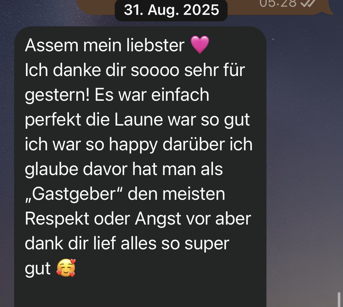 Persönliche Dankesnachricht nach einer Feier