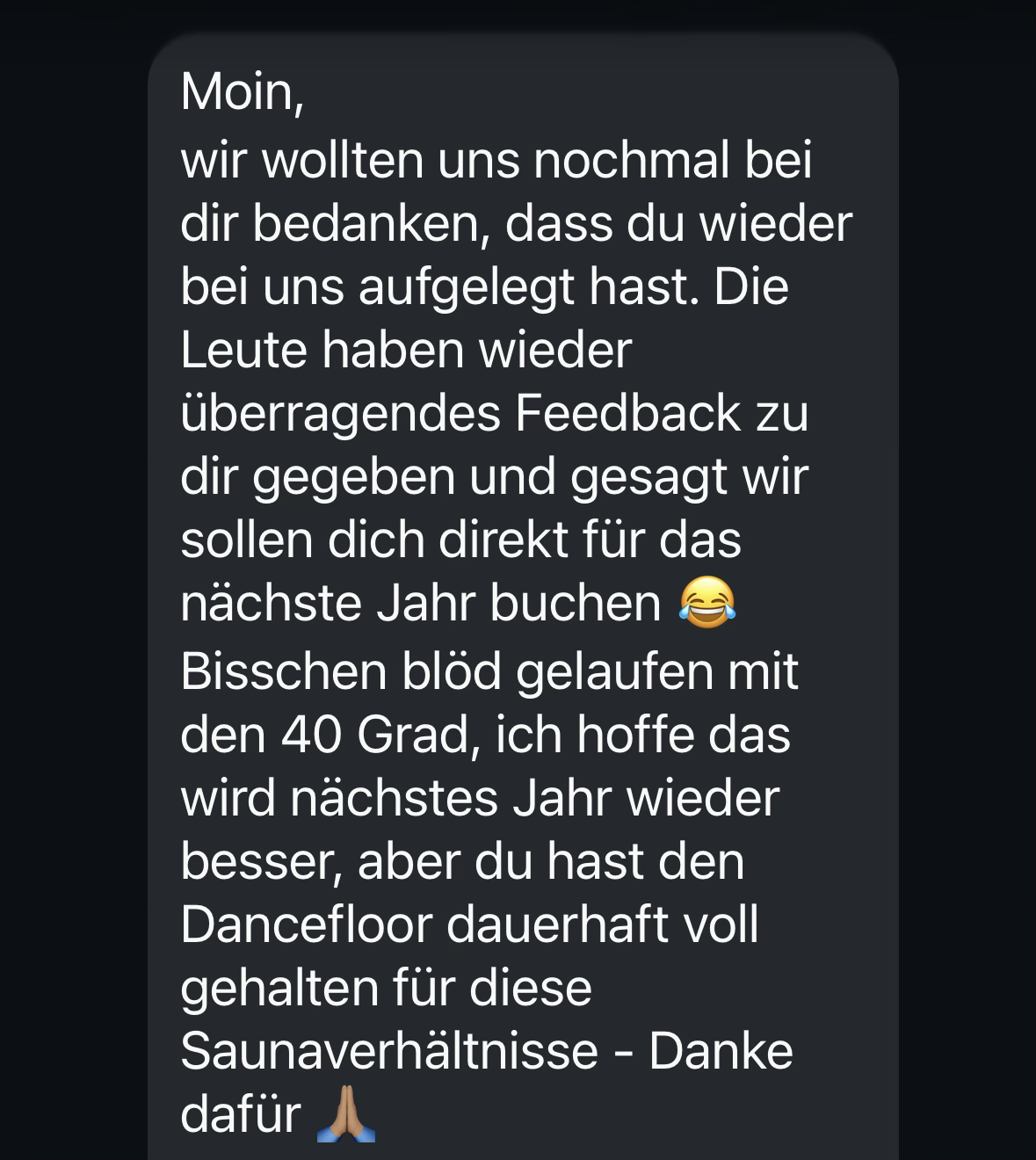 Feedback eines Veranstalters