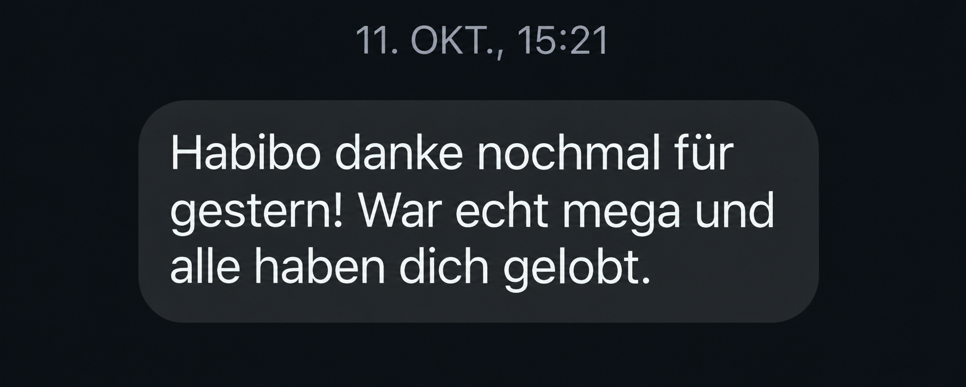 Dankesnachricht nach einem Auftritt