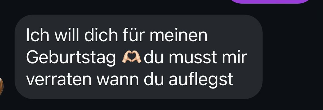 Nachricht nach einem Event: Anfrage für einen Geburtstag