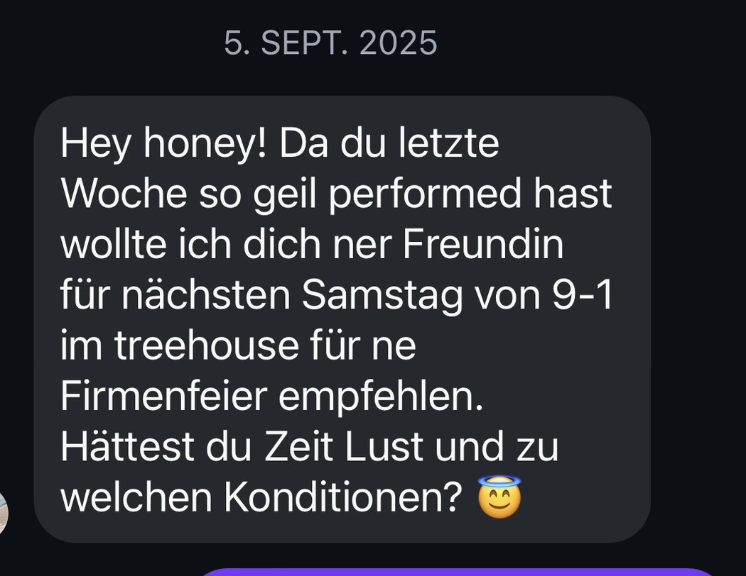 Nachricht nach einem Event: Weiterempfehlung für eine Firmenfeier